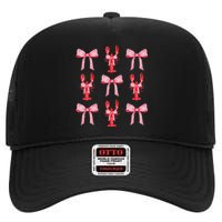 Cute Pink Bow Coquette Crawfish Aesthetic High Crown Mesh Back Trucker Hat