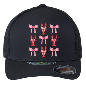 Cute Pink Bow Coquette Crawfish Aesthetic Flexfit Unipanel Trucker Cap