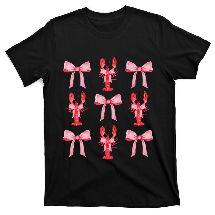 Cute Pink Bow Coquette Crawfish Aesthetic T-Shirt