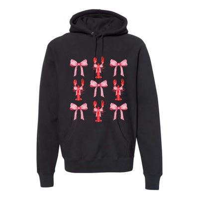 Cute Pink Bow Coquette Crawfish Aesthetic Premium Hoodie