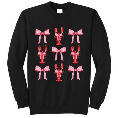 Cute Pink Bow Coquette Crawfish Aesthetic Tall Sweatshirt