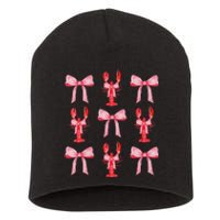 Cute Pink Bow Coquette Crawfish Aesthetic Short Acrylic Beanie