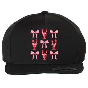 Cute Pink Bow Coquette Crawfish Aesthetic Wool Snapback Cap