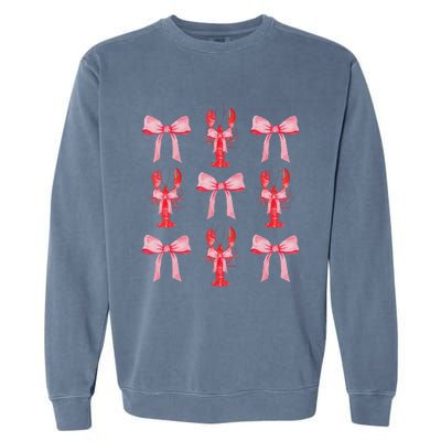 Cute Pink Bow Coquette Crawfish Aesthetic Garment-Dyed Sweatshirt