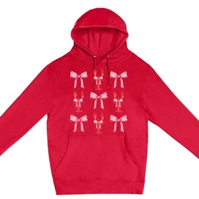 Cute Pink Bow Coquette Crawfish Aesthetic Premium Pullover Hoodie