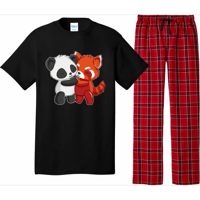 Chibi Panda Bear Hugs Red Panda Gift Cute Gift Pajama Set