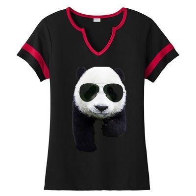 Cool Panda Bear Ladies Halftime Notch Neck Tee