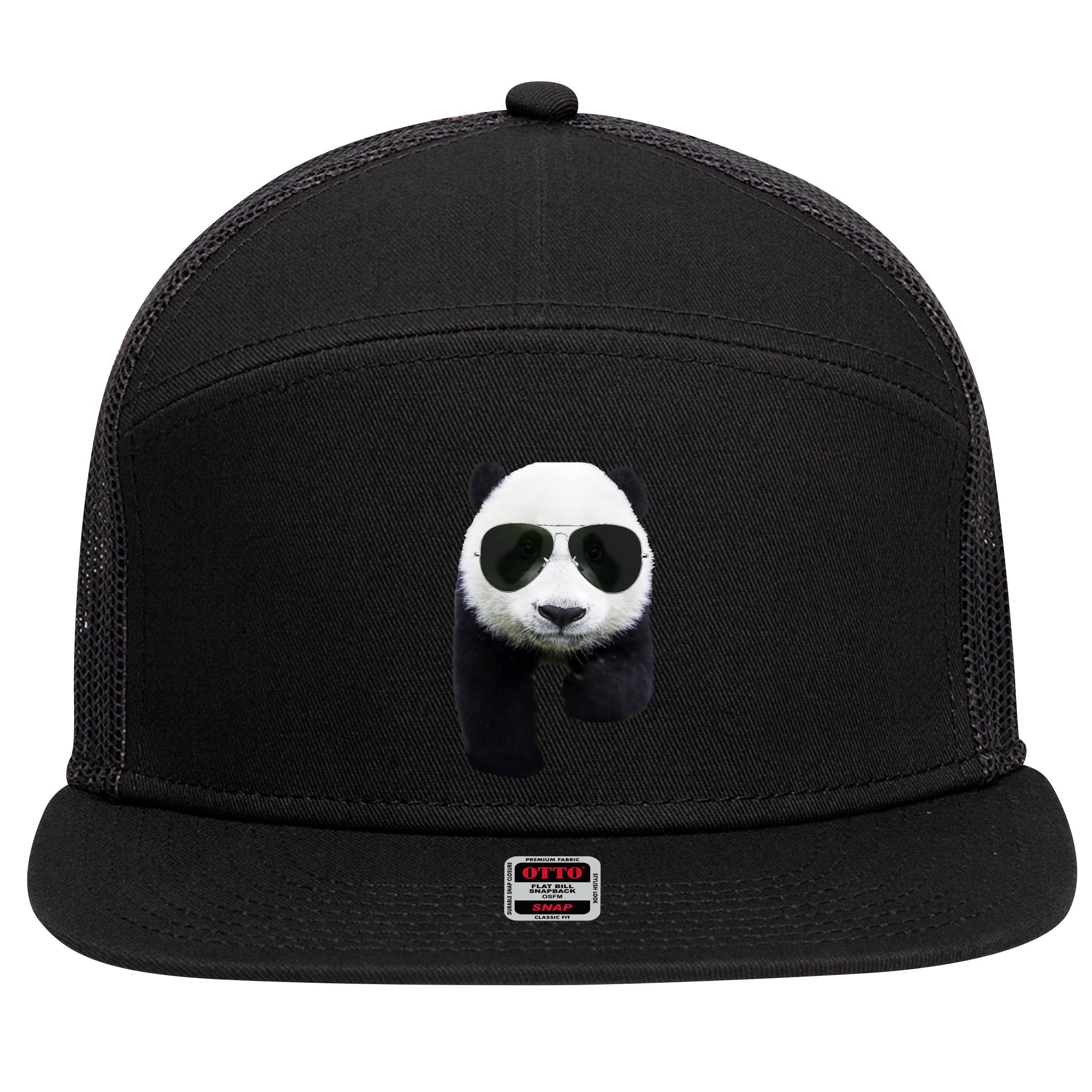 Cool Panda Bear 7 Panel Mesh Trucker Snapback Hat