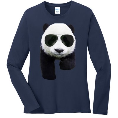 Cool Panda Bear Ladies Long Sleeve Shirt