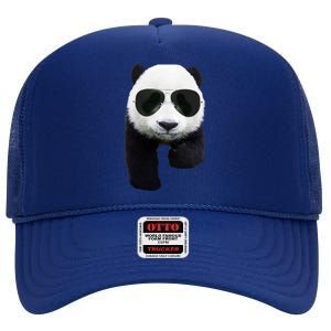 Cool Panda Bear High Crown Mesh Back Trucker Hat