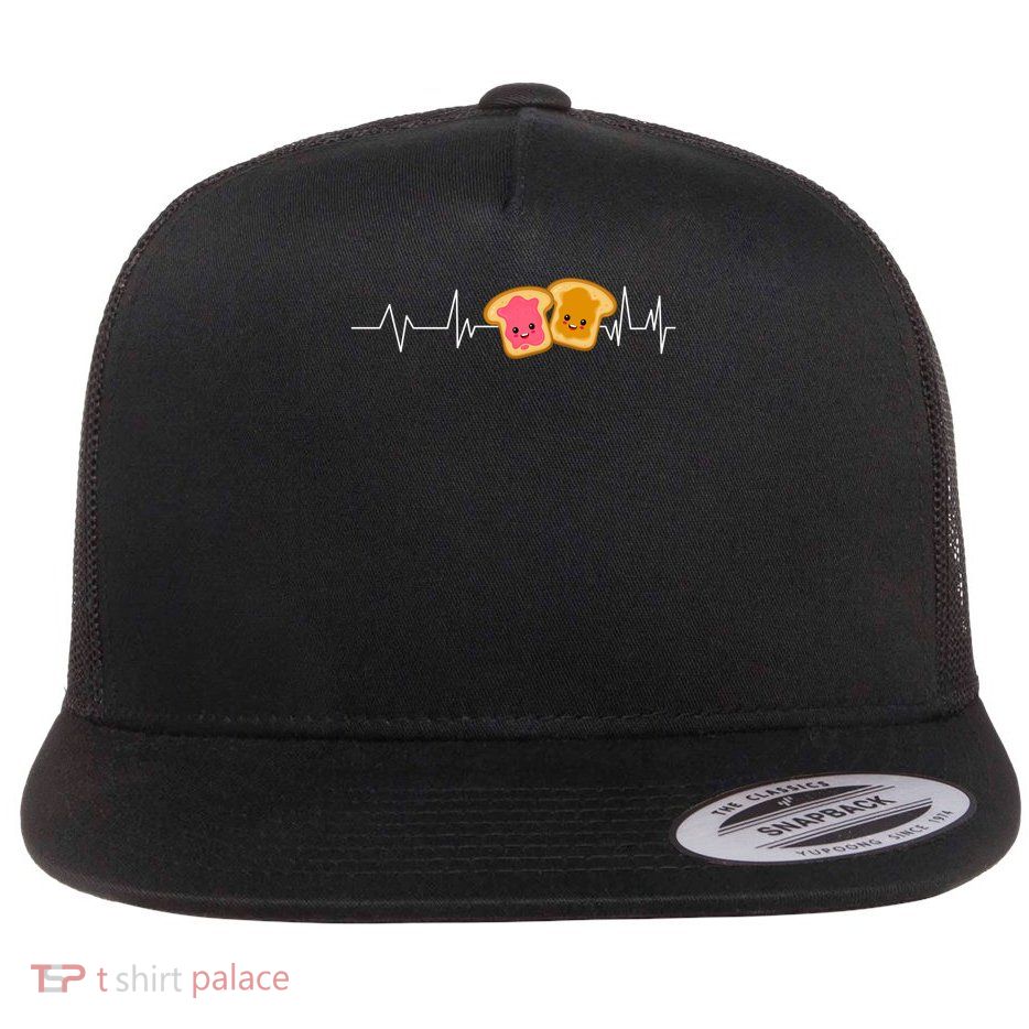 Cute Peanut Butter And Jelly Lover Great Flat Bill Trucker Hat