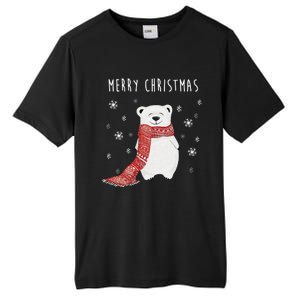 Cute Polar Bear Scarf Merry Christmas Xmas Holidays Gift Tee Great Gift Tall Fusion ChromaSoft Performance T-Shirt