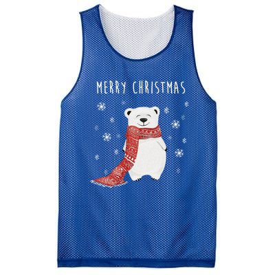 Cute Polar Bear Scarf Merry Christmas Xmas Holidays Gift Tee Great Gift Mesh Reversible Basketball Jersey Tank