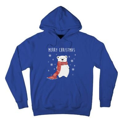 Cute Polar Bear Scarf Merry Christmas Xmas Holidays Gift Tee Great Gift Tall Hoodie