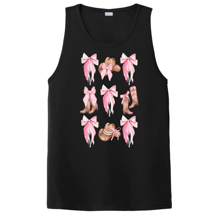 Coquette Pink Bow Cowboy Boots Hat Western Country Cowgirl PosiCharge Competitor Tank