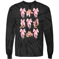 Coquette Pink Bow Cowboy Boots Hat Western Country Cowgirl Tie-Dye Long Sleeve Shirt