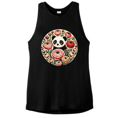 Cute Panda Bear Artwork Panda Lovers Design Ladies PosiCharge Tri-Blend Wicking Tank