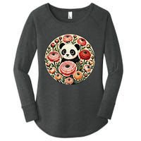 Cute Panda Bear Artwork Panda Lovers Design Women's Perfect Tri Tunic Long Sleeve Shirt