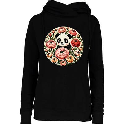 Cute Panda Bear Artwork Panda Lovers Design Womens Funnel Neck Pullover Hood