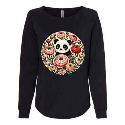 Cute Panda Bear Artwork Panda Lovers Design Womens California Wash Sweatshirt