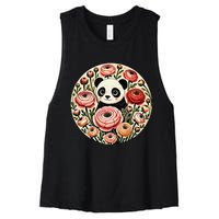 Cute Panda Bear Artwork Panda Lovers Design Women's Racerback Cropped Tank