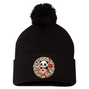 Cute Panda Bear Artwork Panda Lovers Design Pom Pom 12in Knit Beanie