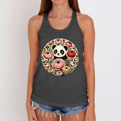 Cute Panda Bear Artwork Panda Lovers Design Women's Knotted Racerback Tank