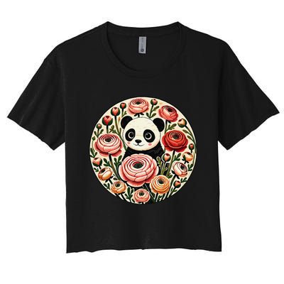 Cute Panda Bear Artwork Panda Lovers Design Women's Crop Top Tee