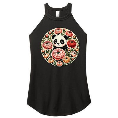 Cute Panda Bear Artwork Panda Lovers Design Women's Perfect Tri Rocker Tank