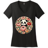 Cute Panda Bear Artwork Panda Lovers Design Women's V-Neck T-Shirt