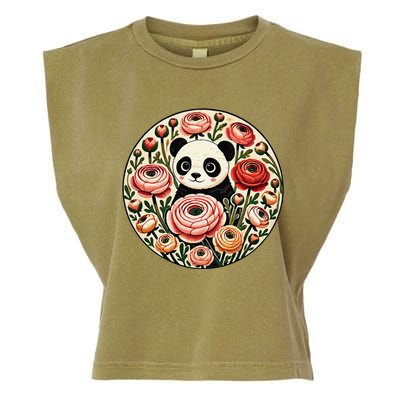 Cute Panda Bear Artwork Panda Lovers Design Garment-Dyed Women's Muscle Tee