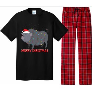 Cute Pot Bellied Pig Christmas Tree Lights Gift Pajama Set