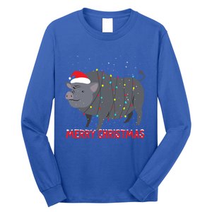 Cute Pot Bellied Pig Christmas Tree Lights Gift Long Sleeve Shirt