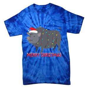 Cute Pot Bellied Pig Christmas Tree Lights Gift Tie-Dye T-Shirt