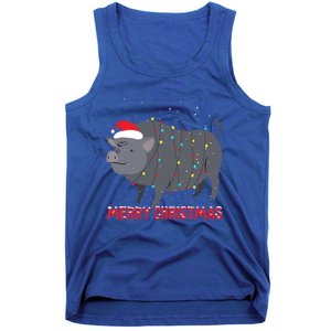 Cute Pot Bellied Pig Christmas Tree Lights Gift Tank Top