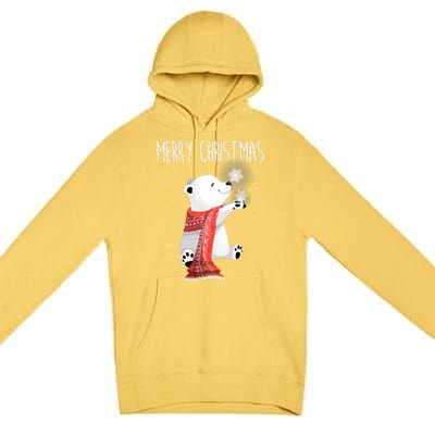 Cute Polar Bear Scarf Merry Christmas Xmas Holidays Gift Premium Pullover Hoodie