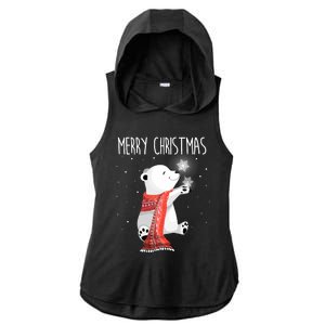 Cute Polar Bear Scarf Merry Christmas Xmas Holidays Gift Ladies PosiCharge Tri-Blend Wicking Draft Hoodie Tank