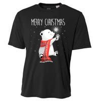 Cute Polar Bear Scarf Merry Christmas Xmas Holidays Gift Cooling Performance Crew T-Shirt