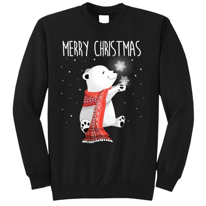 Cute Polar Bear Scarf Merry Christmas Xmas Holidays Gift Sweatshirt