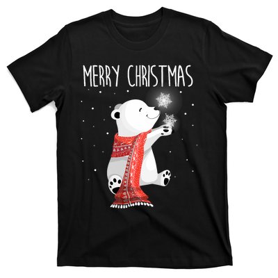 Cute Polar Bear Scarf Merry Christmas Xmas Holidays Gift T-Shirt