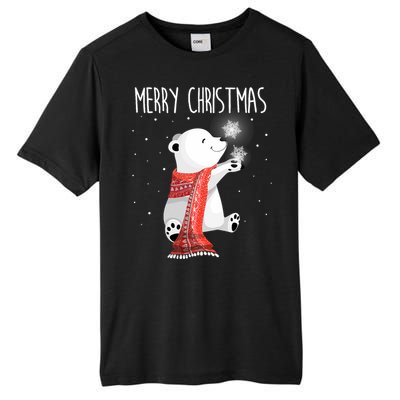 Cute Polar Bear Scarf Merry Christmas Xmas Holidays Gift Tall Fusion ChromaSoft Performance T-Shirt