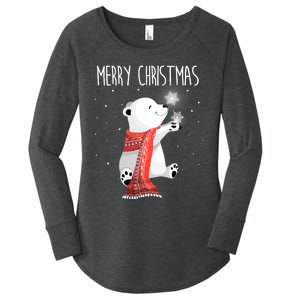 Cute Polar Bear Scarf Merry Christmas Xmas Holidays Gift Women's Perfect Tri Tunic Long Sleeve Shirt