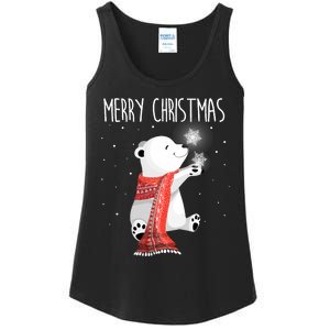 Cute Polar Bear Scarf Merry Christmas Xmas Holidays Gift Ladies Essential Tank