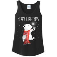 Cute Polar Bear Scarf Merry Christmas Xmas Holidays Gift Ladies Essential Tank