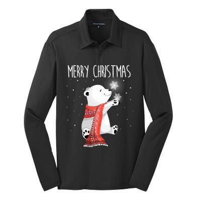 Cute Polar Bear Scarf Merry Christmas Xmas Holidays Gift Silk Touch Performance Long Sleeve Polo