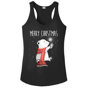 Cute Polar Bear Scarf Merry Christmas Xmas Holidays Gift Ladies PosiCharge Competitor Racerback Tank