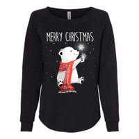 Cute Polar Bear Scarf Merry Christmas Xmas Holidays Gift Womens California Wash Sweatshirt