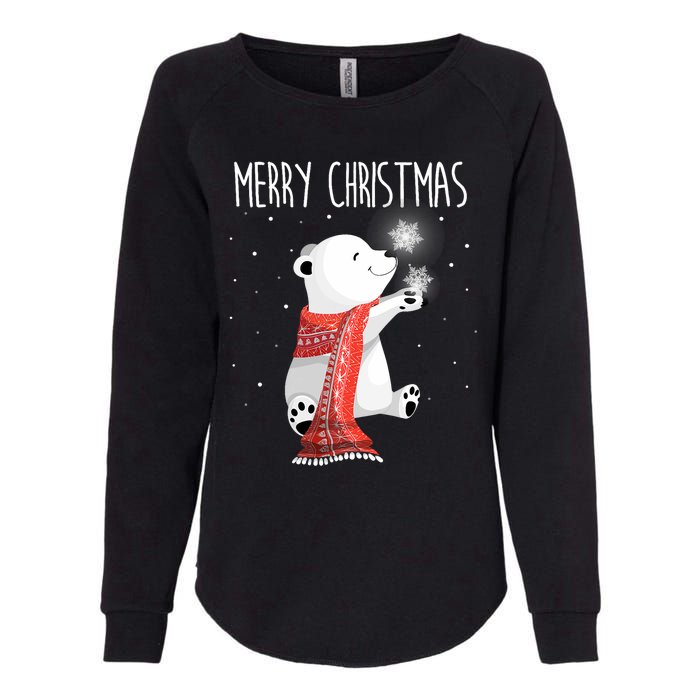 Cute Polar Bear Scarf Merry Christmas Xmas Holidays Gift Womens California Wash Sweatshirt