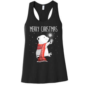 Cute Polar Bear Scarf Merry Christmas Xmas Holidays Gift Women's Racerback Tank