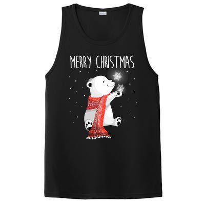 Cute Polar Bear Scarf Merry Christmas Xmas Holidays Gift PosiCharge Competitor Tank